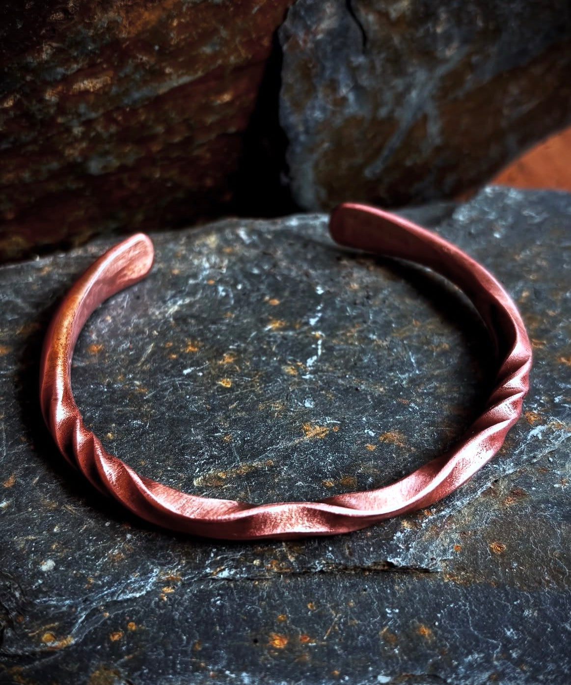 Solid Reverse Twisted Copper Cuff Bracelet