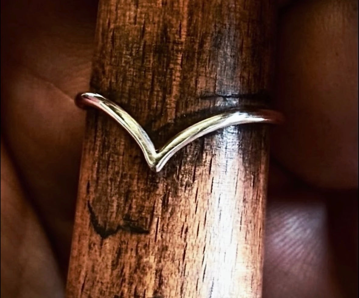 Solid Chevron/V Point Ring - Available in Copper, Bronze, Sterling Silver