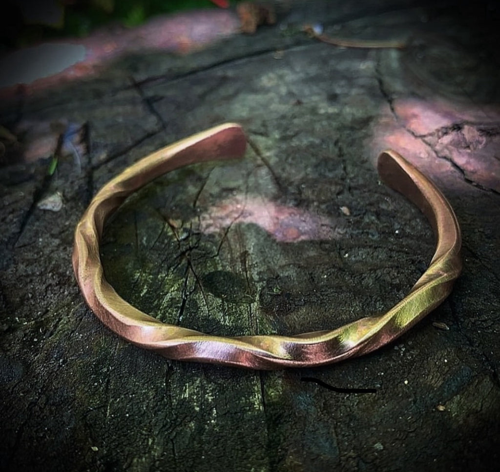 Solid Reverse Twisted Bronze Cuff Bracelet