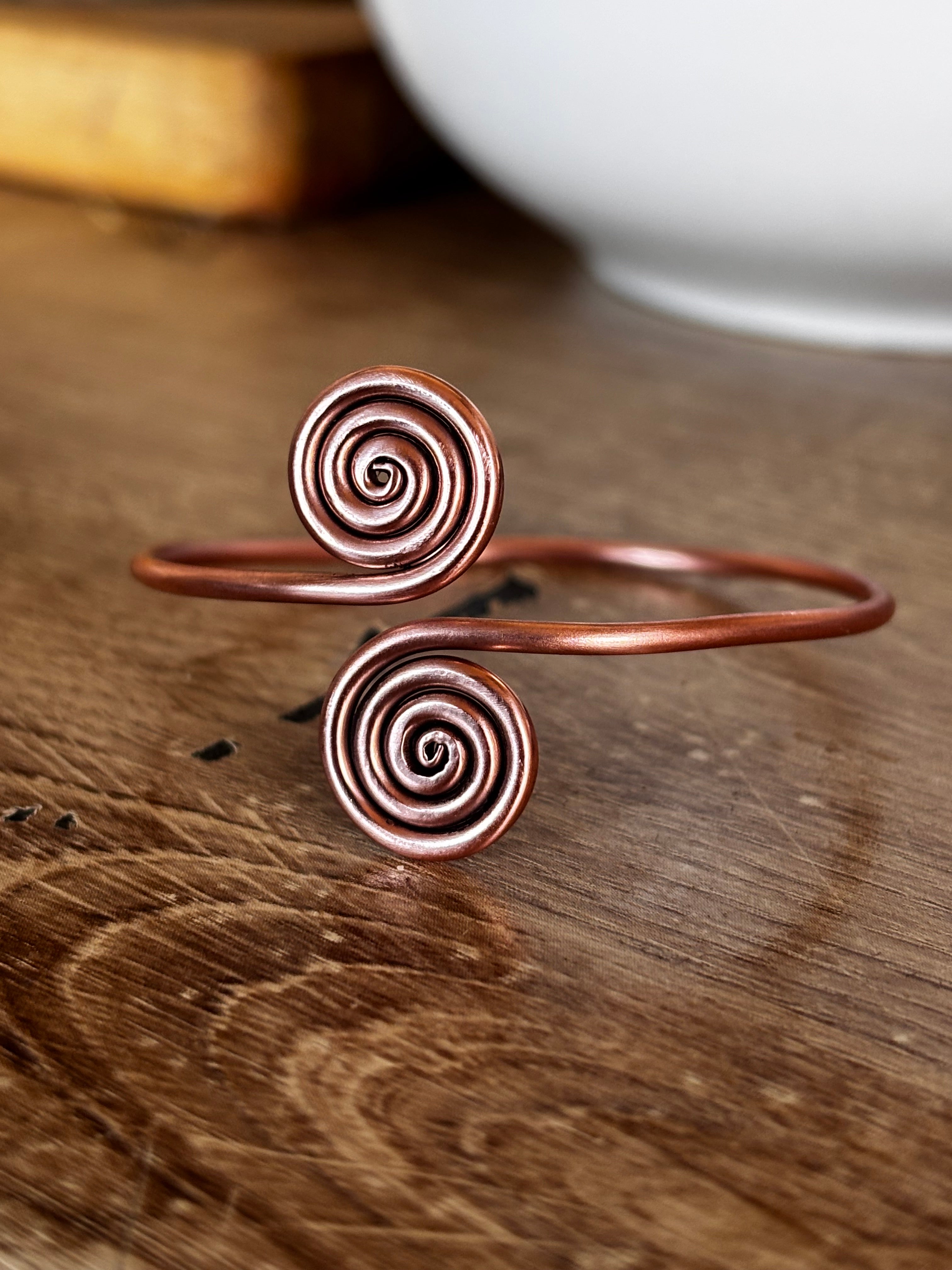 Solid Celtic Spiral Copper Wrist Torque