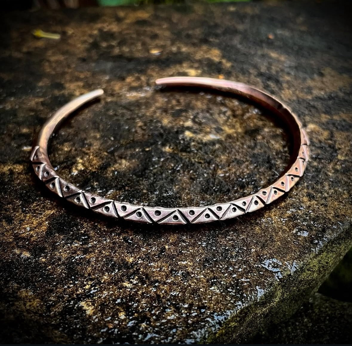 Solid Viking Bronze Engraved Cuff Bracelet