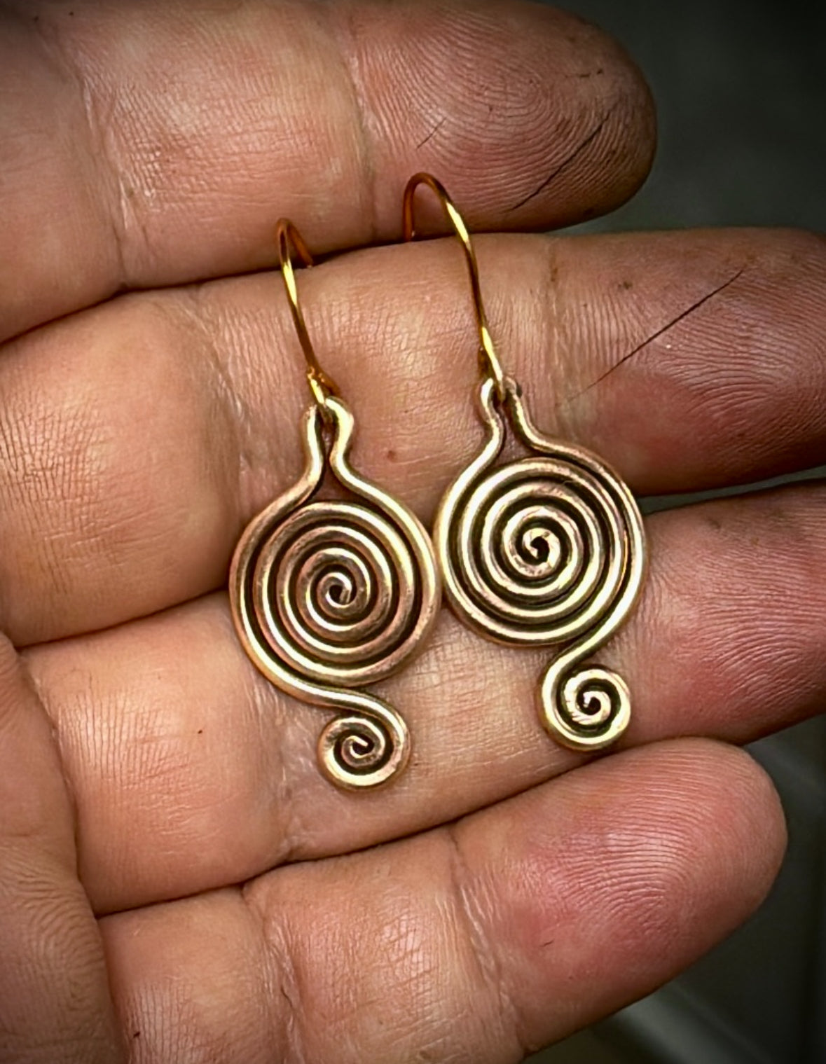Solid Bronze Celtic Spiral Earrings