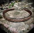 Solid Viking Bronze Engraved Wrist Cuff Bracelet