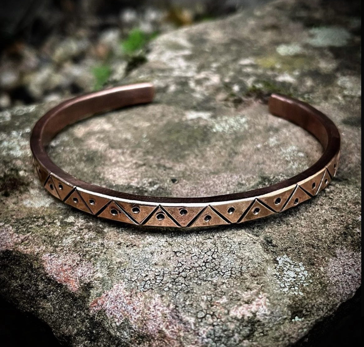 Solid Viking Bronze Engraved Wrist Cuff Bracelet