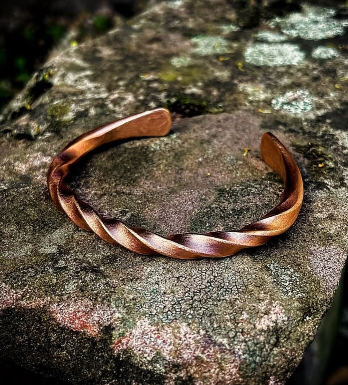 Solid Densely Twisted Copper Cuff Bracelet