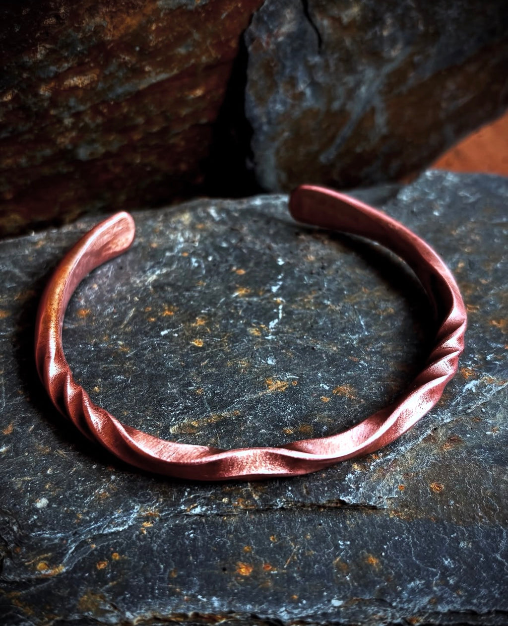 Solid Reverse Twisted Copper Cuff Bracelet