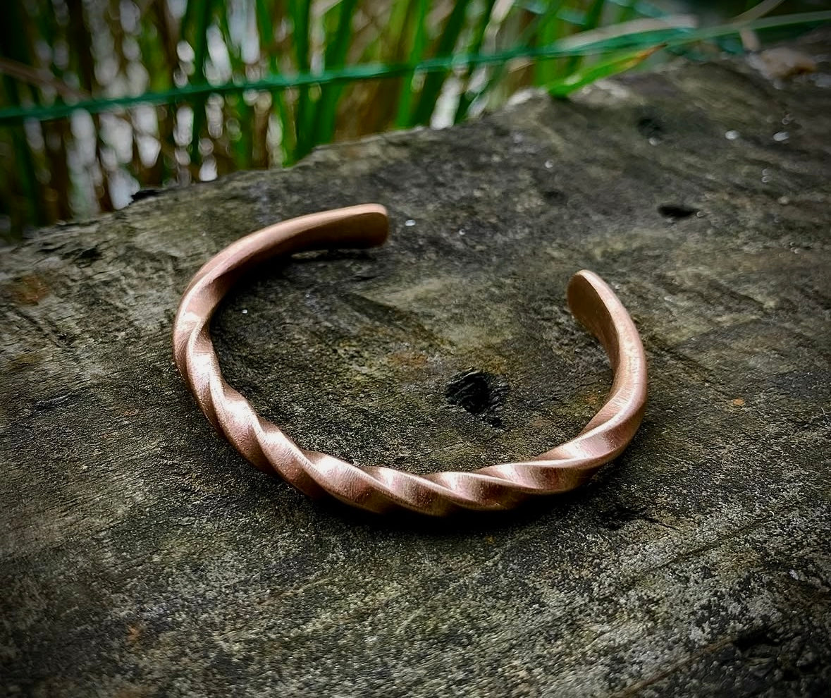 Solid Densely Twisted Bronze Cuff Bracelet