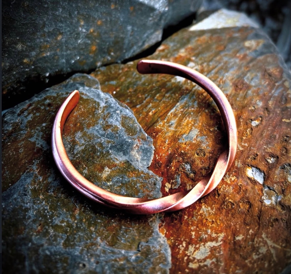 Solid Hand Forged Twisted Copper Bracelet