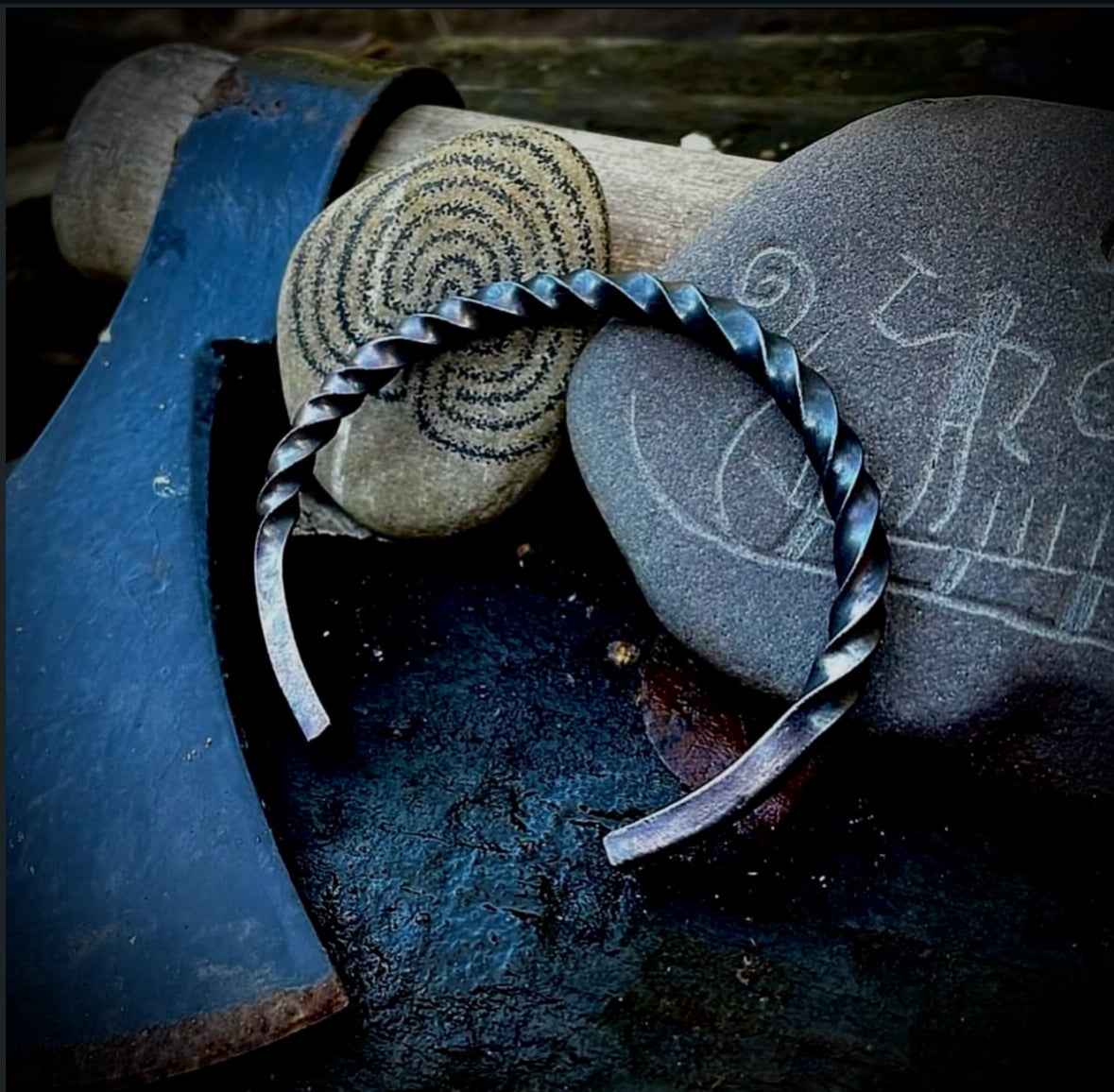 Twisted Blackened Steel Cuff Bracelet